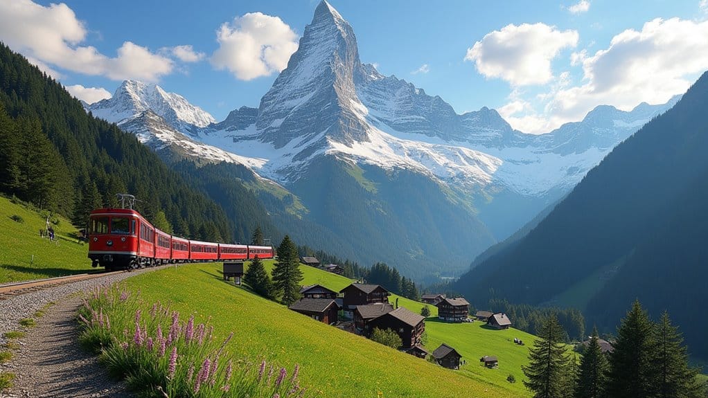 A snowy mountain landscape in the Alps.